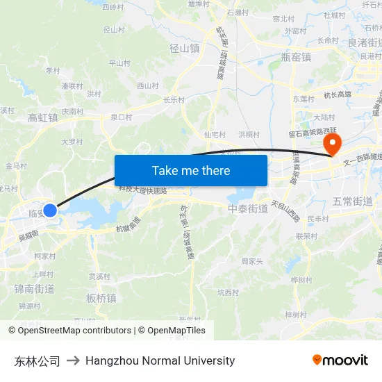 Donglin Company to Hangzhou Normal University map