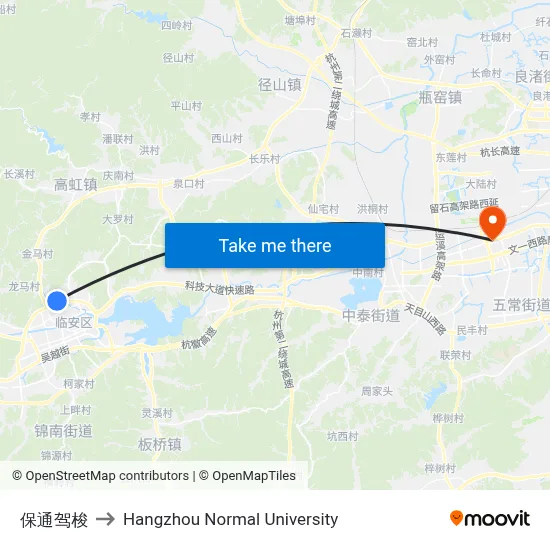 Baotong Driver School to Hangzhou Normal University map