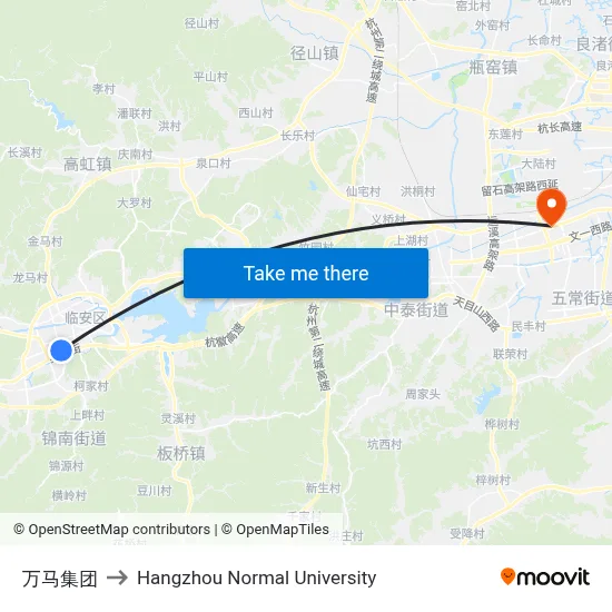 Wanma Group to Hangzhou Normal University map