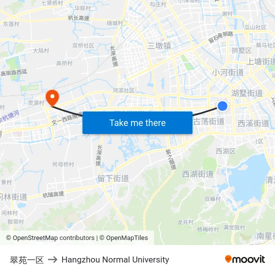 翠苑一区 to Hangzhou Normal University map