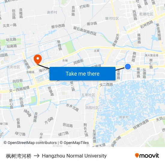 枫树湾河桥 to Hangzhou Normal University map