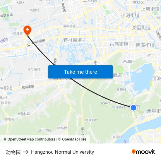 动物园 to Hangzhou Normal University map