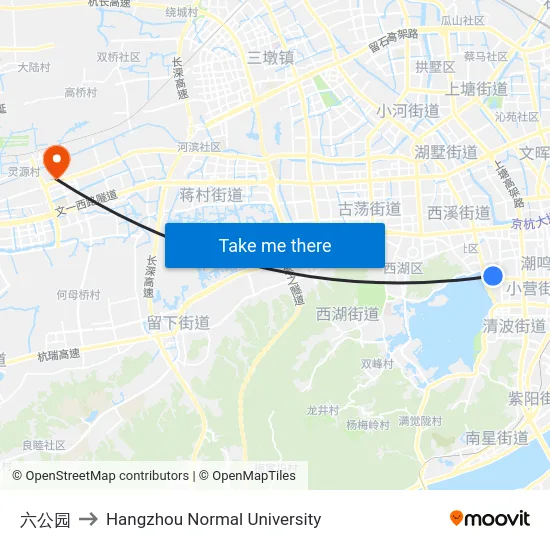 六公园 to Hangzhou Normal University map