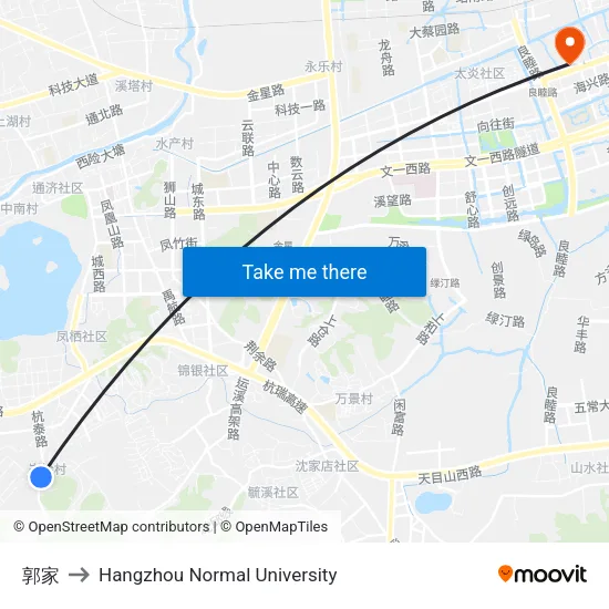郭家 to Hangzhou Normal University map