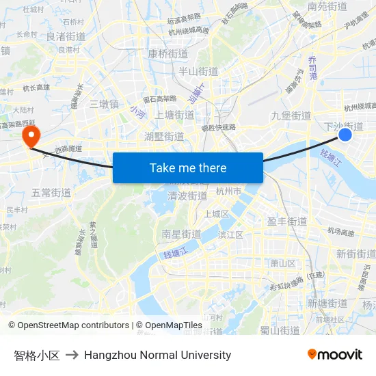 智格小区 to Hangzhou Normal University map