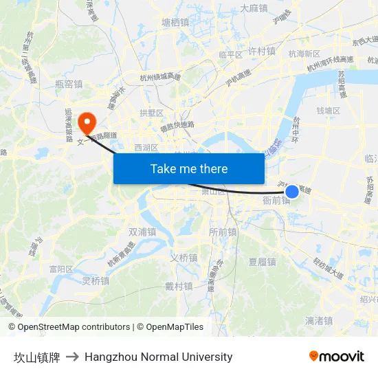 坎山镇牌 to Hangzhou Normal University map