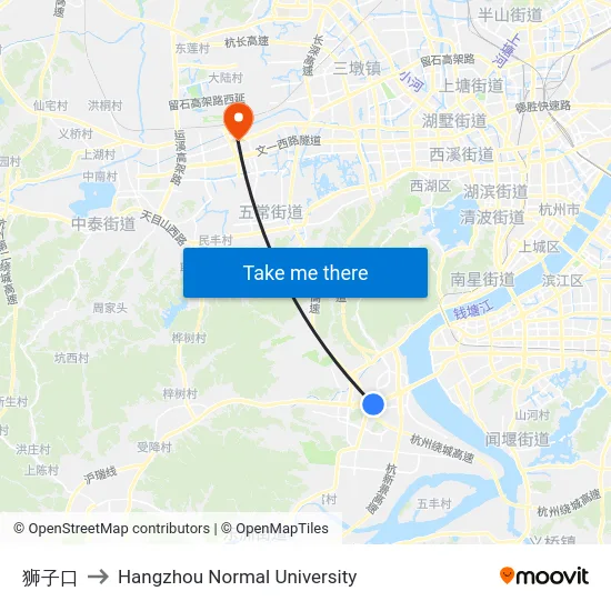 狮子口 to Hangzhou Normal University map