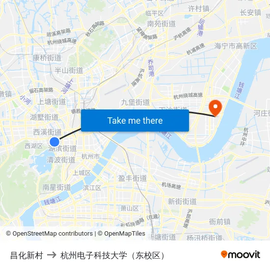 昌化新村 to 杭州电子科技大学（东校区） map