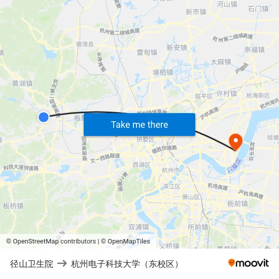 径山卫生院 to 杭州电子科技大学（东校区） map