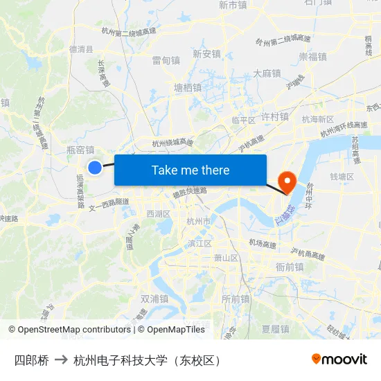 四郎桥 to 杭州电子科技大学（东校区） map