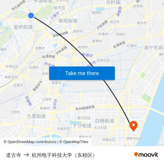 道古寺 to 杭州电子科技大学（东校区） map