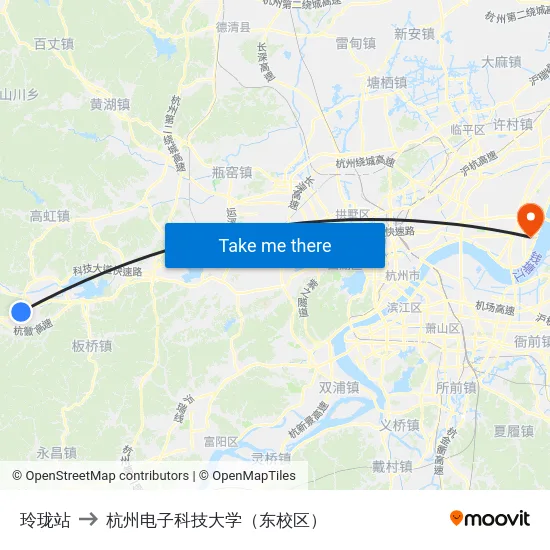 玲珑站 to 杭州电子科技大学（东校区） map