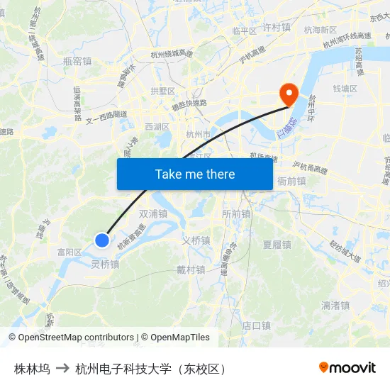 株林坞 to 杭州电子科技大学（东校区） map
