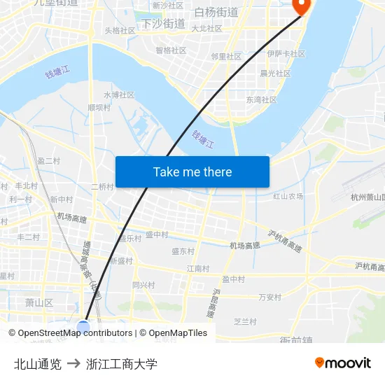 北山通览 to 浙江工商大学 map