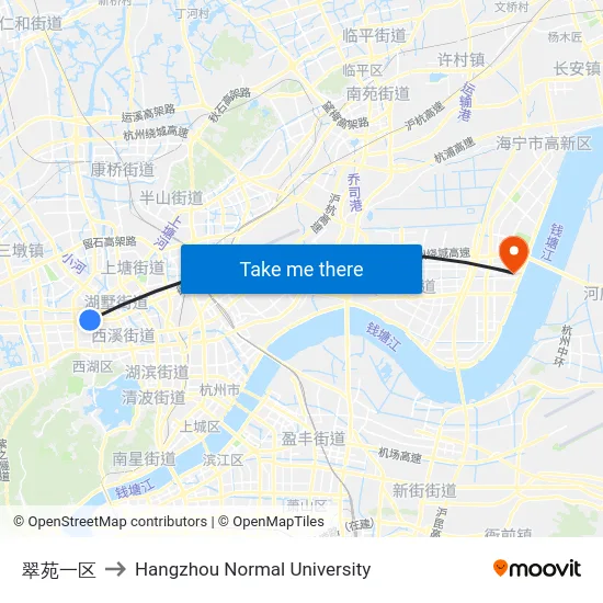 翠苑一区 to Hangzhou Normal University map