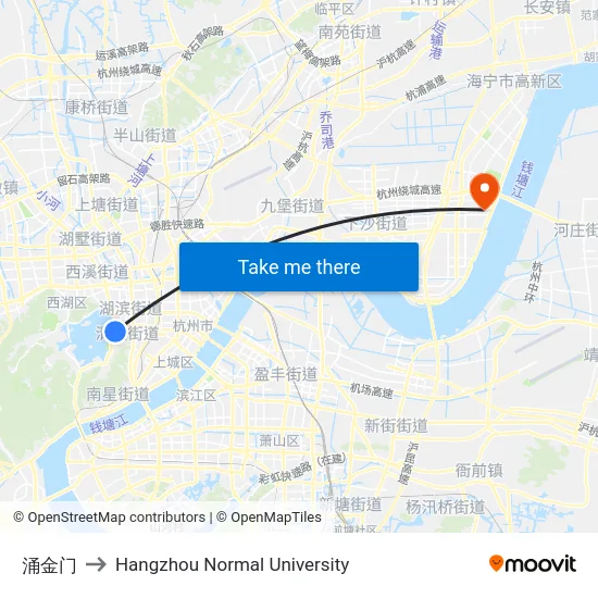 涌金门 to Hangzhou Normal University map