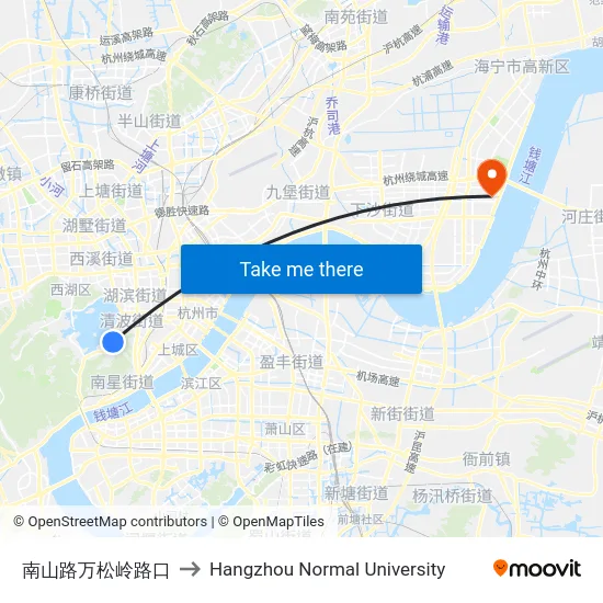 南山路万松岭路口 to Hangzhou Normal University map