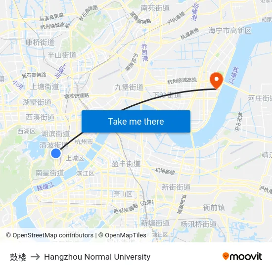 鼓楼 to Hangzhou Normal University map