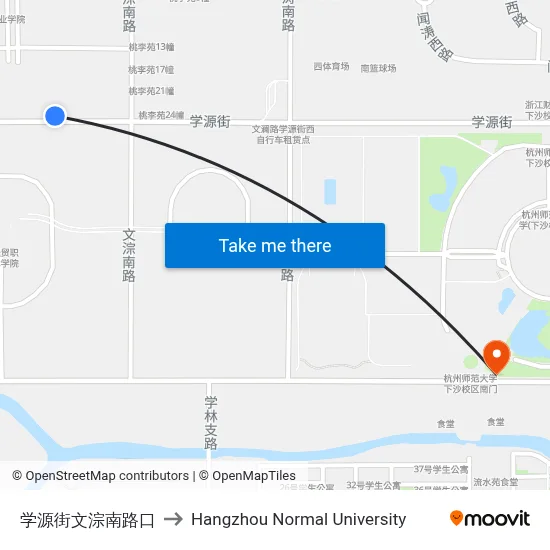 学源街文淙南路口 to Hangzhou Normal University map