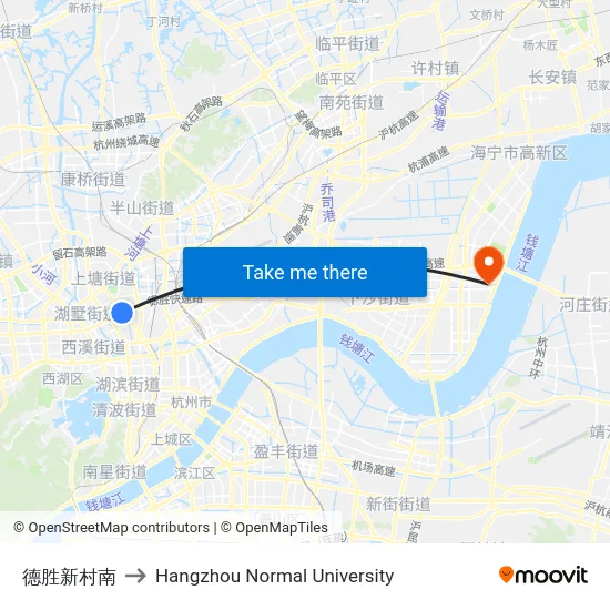 德胜新村南 to Hangzhou Normal University map