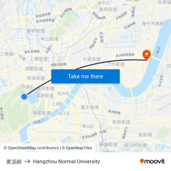 黄泥岭 to Hangzhou Normal University map