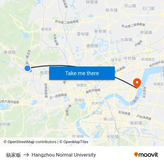 杨家畈 to Hangzhou Normal University map