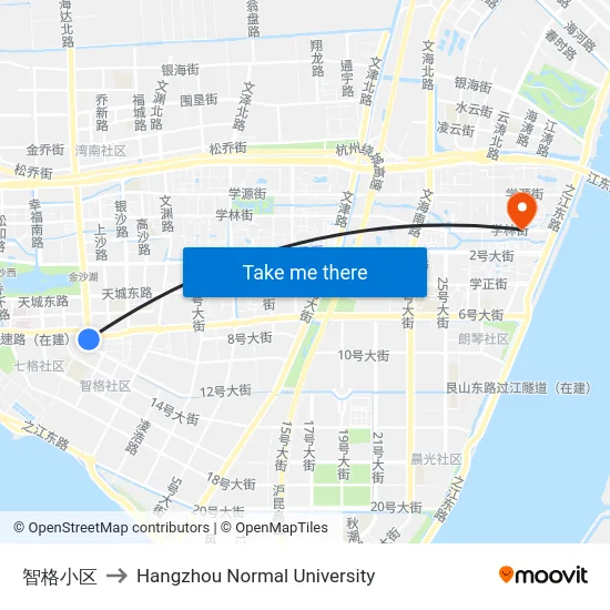 智格小区 to Hangzhou Normal University map