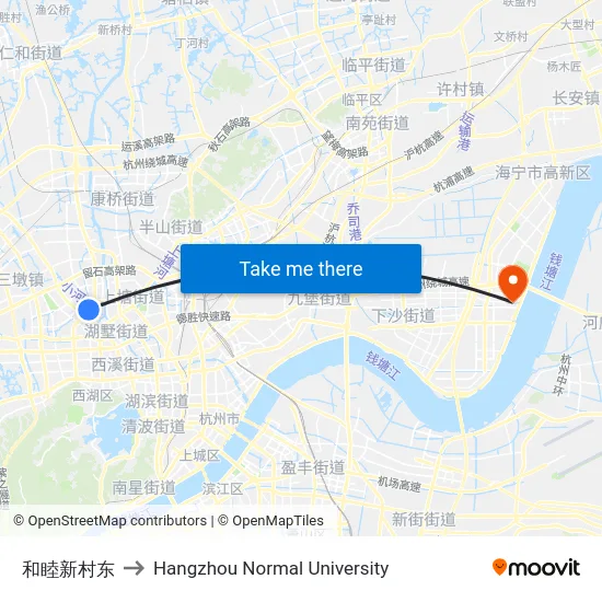 和睦新村东 to Hangzhou Normal University map