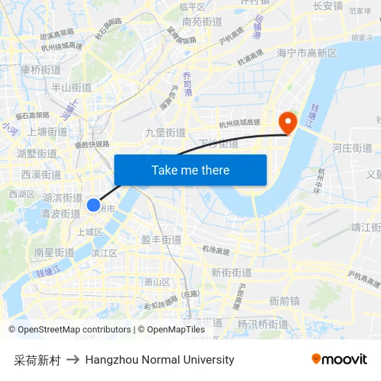 采荷新村 to Hangzhou Normal University map