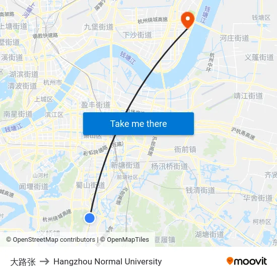 大路张 to Hangzhou Normal University map