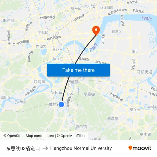 Dongsi Line 03 Provincial Road to Hangzhou Normal University map