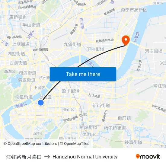 江虹路新月路口 to Hangzhou Normal University map