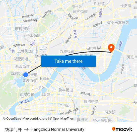钱塘门外 to Hangzhou Normal University map