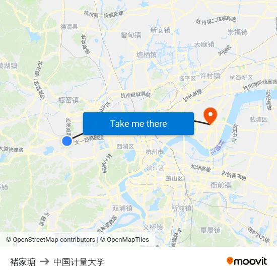 褚家塘 to 中国计量大学 map
