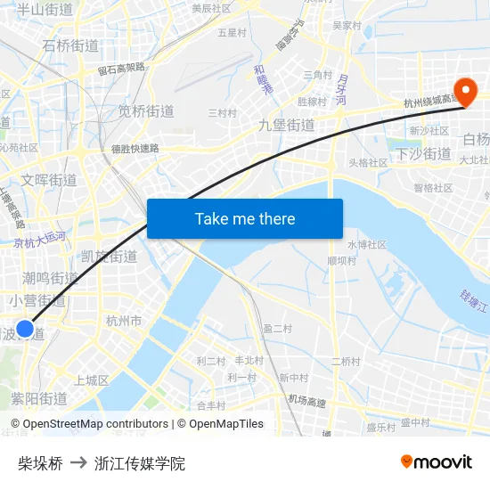 柴垛桥 to 浙江传媒学院 map