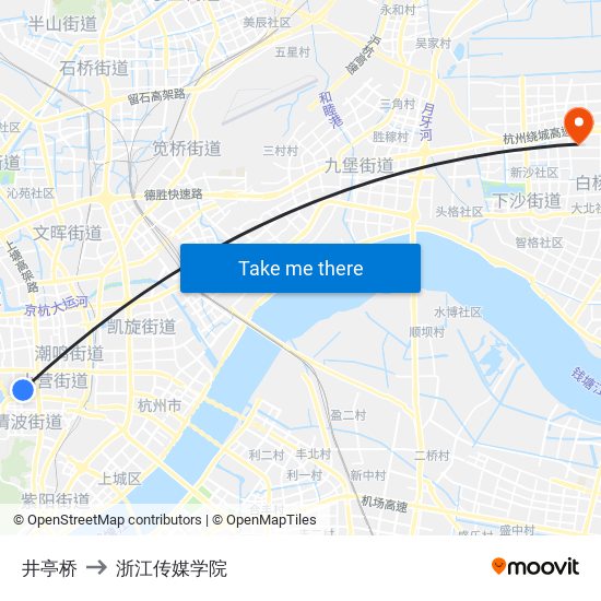 井亭桥 to 浙江传媒学院 map