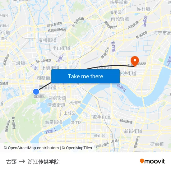 古荡 to 浙江传媒学院 map