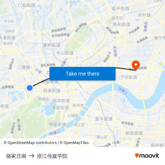 骆家庄南 to 浙江传媒学院 map