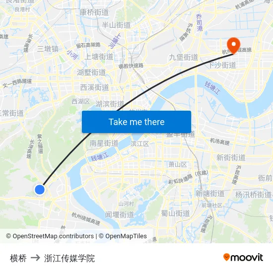 横桥 to 浙江传媒学院 map