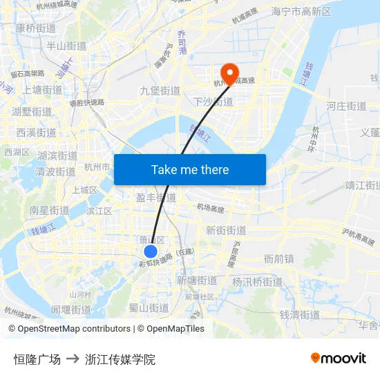 恒隆广场 to 浙江传媒学院 map