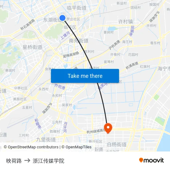 映荷路 to 浙江传媒学院 map