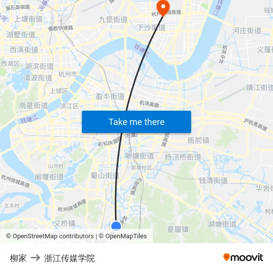 柳家 to 浙江传媒学院 map