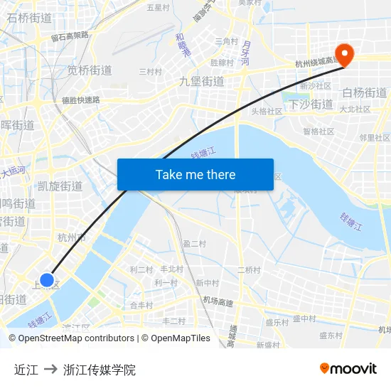 近江 to 浙江传媒学院 map