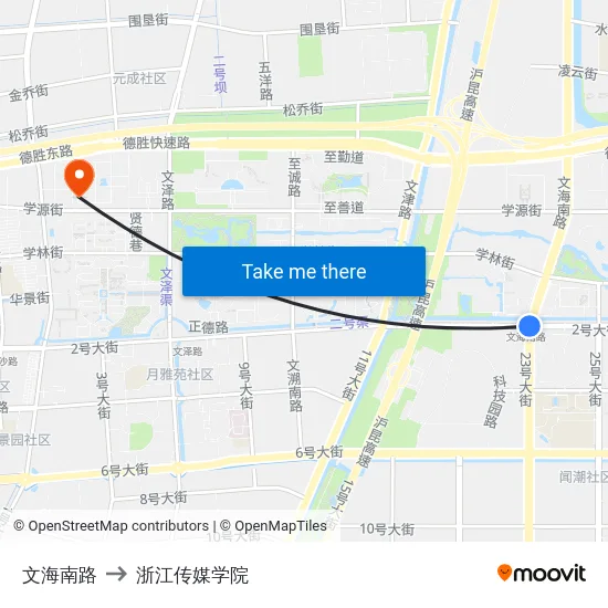 文海南路 to 浙江传媒学院 map