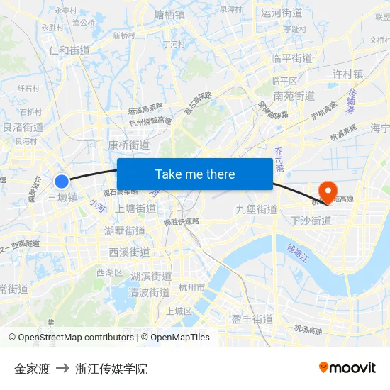 金家渡 to 浙江传媒学院 map