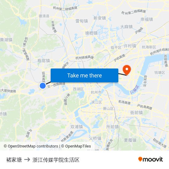 褚家塘 to 浙江传媒学院生活区 map
