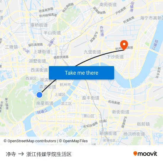 净寺 to 浙江传媒学院生活区 map