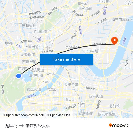 九里松 to 浙江财经大学 map