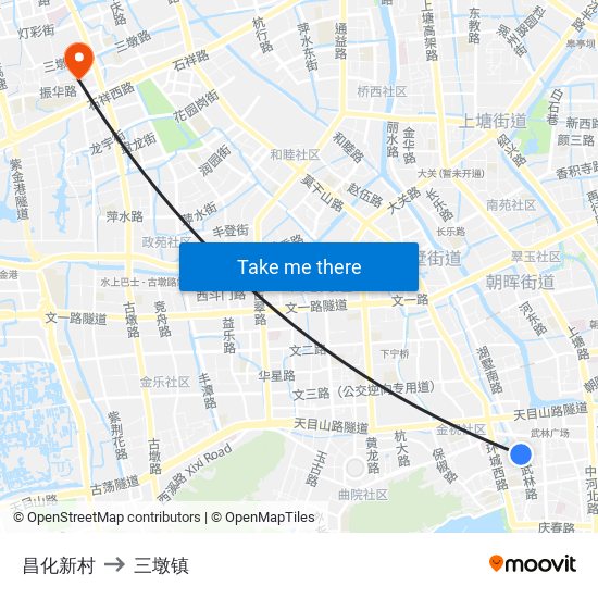 昌化新村 to 三墩镇 map