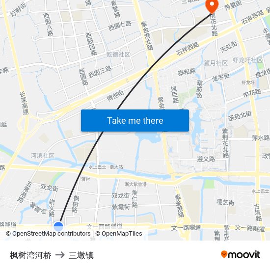 枫树湾河桥 to 三墩镇 map